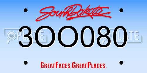 3OO080 South Dakota License Plate