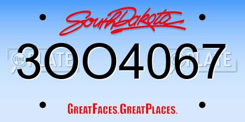 3OO4067 South Dakota License Plate