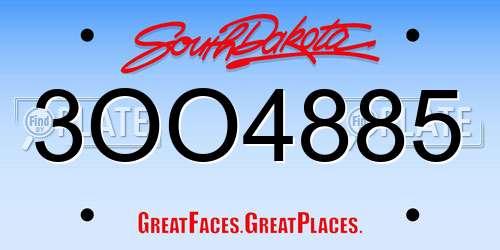 3OO4885 South Dakota License Plate