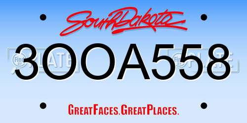3OOA558 South Dakota License Plate