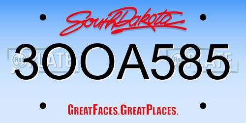3OOA585 South Dakota License Plate