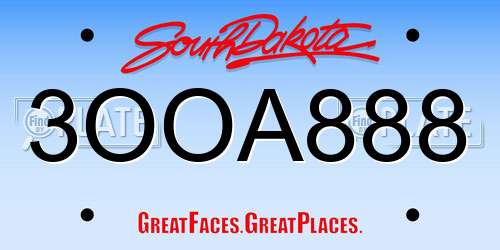 3OOA888 South Dakota License Plate