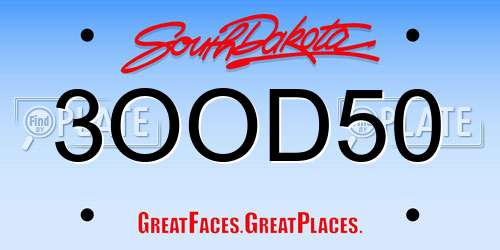 3OOD50 South Dakota License Plate