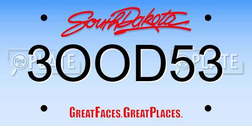 3OOD53 South Dakota License Plate