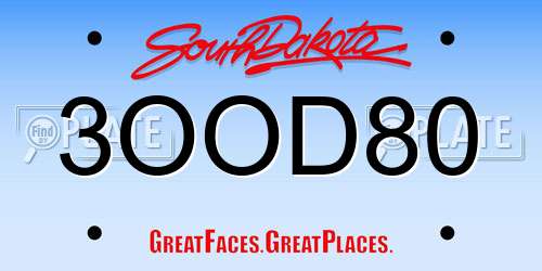 3OOD80 South Dakota License Plate