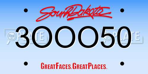 3OOO50 South Dakota License Plate