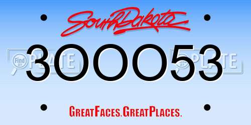 3OOO53 South Dakota License Plate