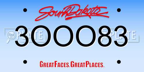 3OOO83 South Dakota License Plate