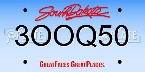 3OOQ50 South Dakota License Plate