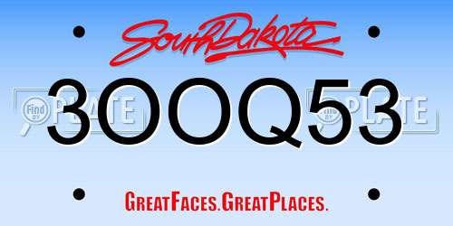 3OOQ53 South Dakota License Plate