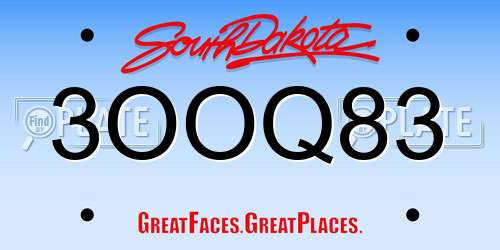 3OOQ83 South Dakota License Plate