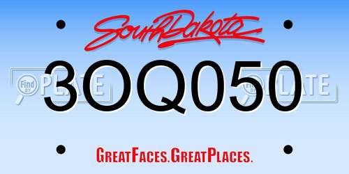 3OQ050 South Dakota License Plate