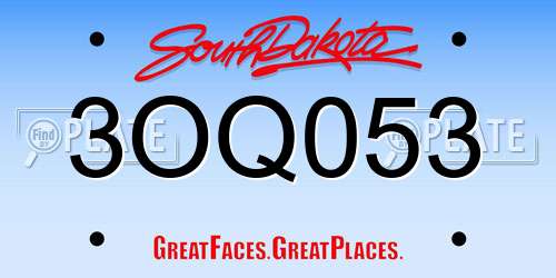3OQ053 South Dakota License Plate