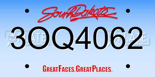 3OQ4062 South Dakota License Plate