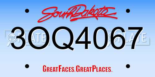 3OQ4067 South Dakota License Plate