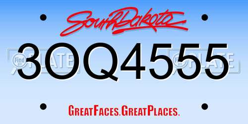 3OQ4555 South Dakota License Plate