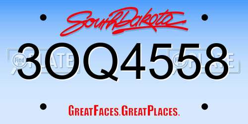 3OQ4558 South Dakota License Plate