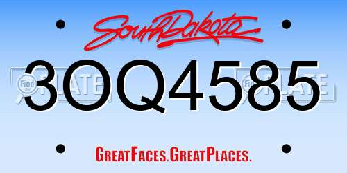 3OQ4585 South Dakota License Plate