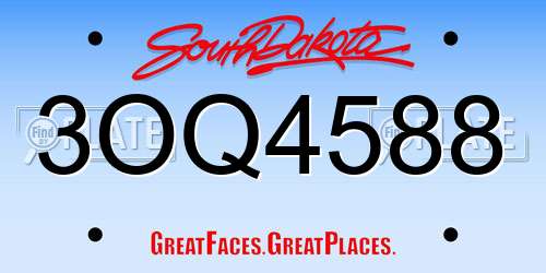 3OQ4588 South Dakota License Plate
