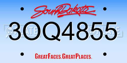 3OQ4855 South Dakota License Plate
