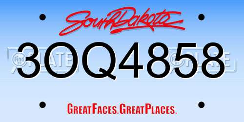 3OQ4858 South Dakota License Plate