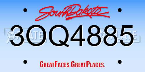 3OQ4885 South Dakota License Plate