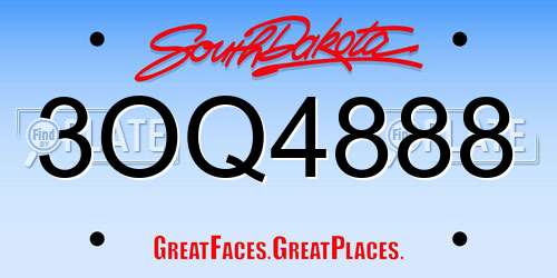 3OQ4888 South Dakota License Plate