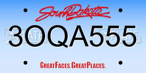 3OQA555 South Dakota License Plate