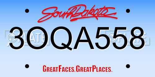 3OQA558 South Dakota License Plate