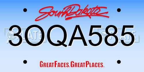 3OQA585 South Dakota License Plate