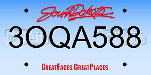 3OQA588 South Dakota License Plate