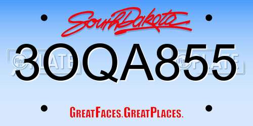 3OQA855 South Dakota License Plate