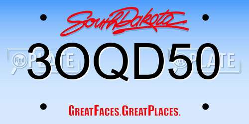3OQD50 South Dakota License Plate
