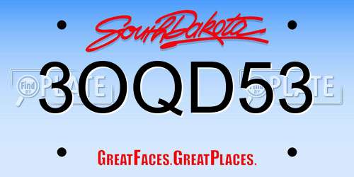 3OQD53 South Dakota License Plate