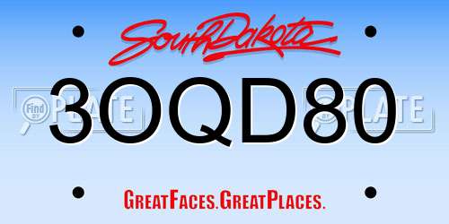 3OQD80 South Dakota License Plate