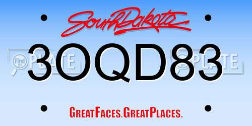 3OQD83 South Dakota License Plate