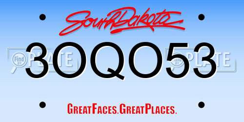 3OQO53 South Dakota License Plate