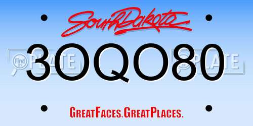 3OQO80 South Dakota License Plate