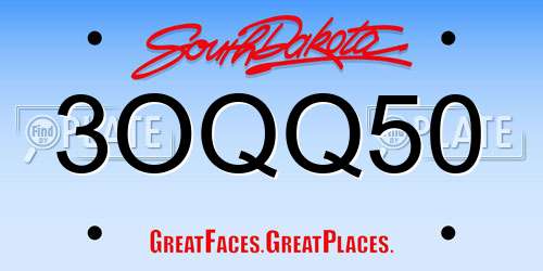 3OQQ50 South Dakota License Plate