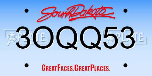 3OQQ53 South Dakota License Plate