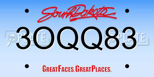 3OQQ83 South Dakota License Plate