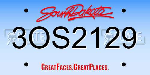 3OS2129 South Dakota License Plate