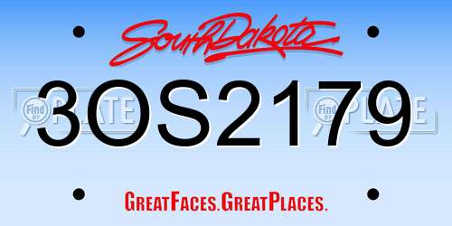 3OS2179 South Dakota License Plate