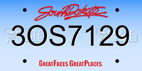 3OS7129 South Dakota License Plate