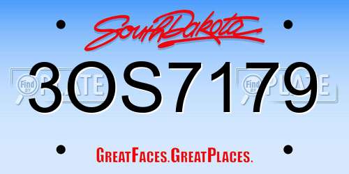 3OS7179 South Dakota License Plate