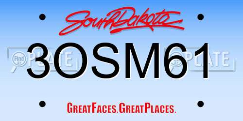 3OSM61 South Dakota License Plate