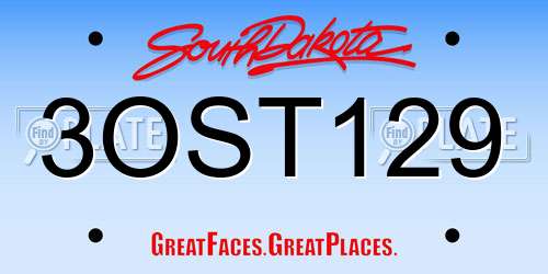 3OST129 South Dakota License Plate