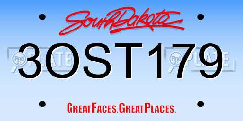 3OST179 South Dakota License Plate
