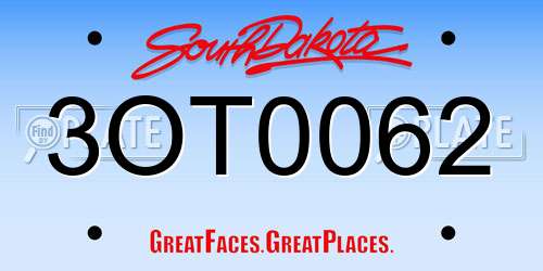 3OT0062 South Dakota License Plate