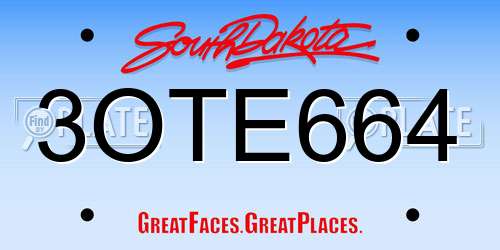 3OTE664 South Dakota License Plate